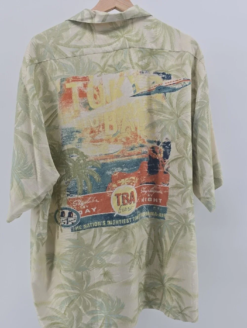 Tommy Bahama Sage Green Palm-Print Short-Sleeve Camp Shirt
